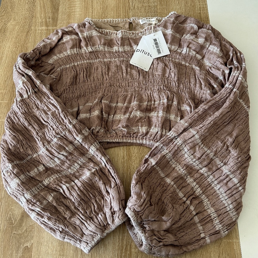 Pitusa METALLIC STRIPED BOHO TOP